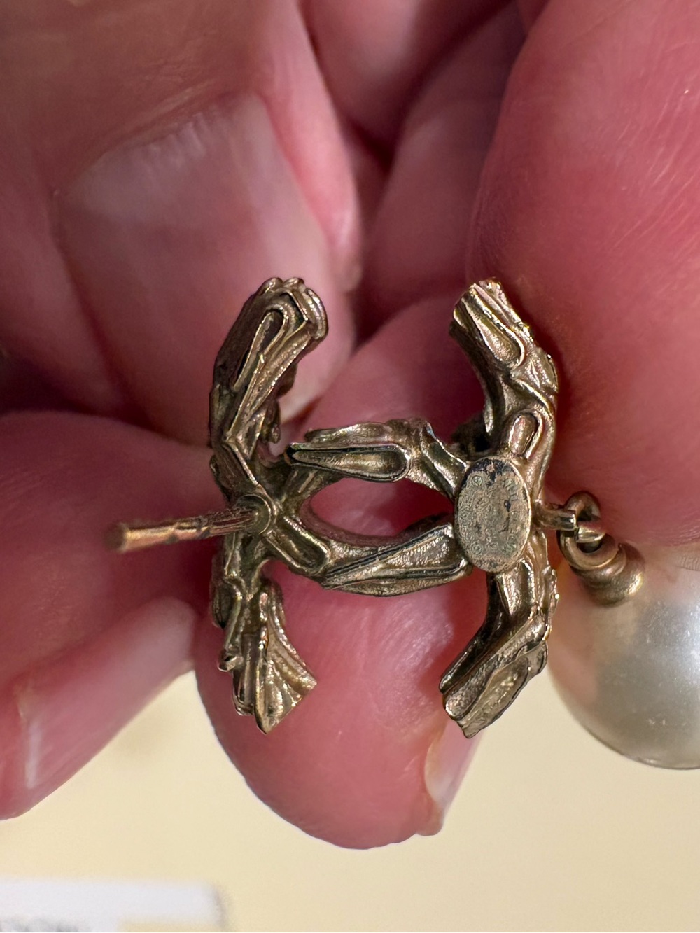 CHANEL Gold-Tone CC Pearl Drop Earrings - Gold and Cream - Picture 6 of 6